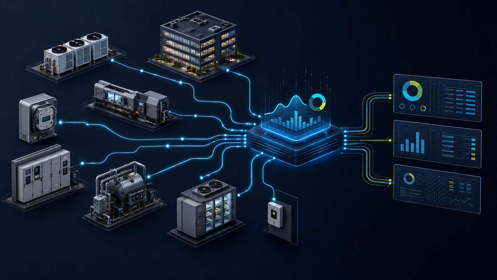 Operational energy data flowing from business assets into a central reporting system